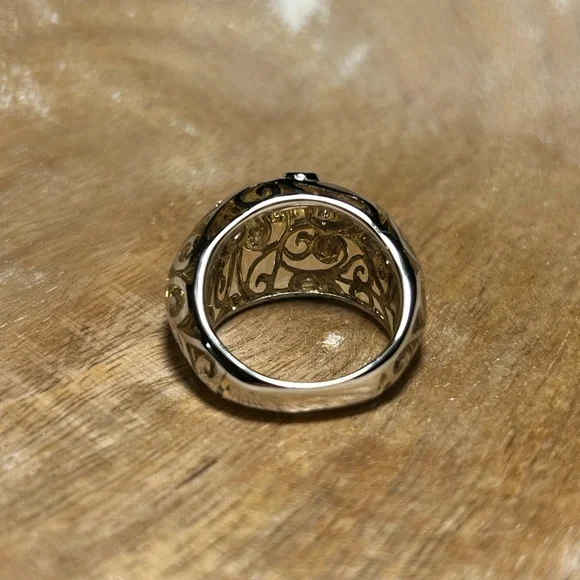 Angelique De Paris Clear Resin & White Topaz Contessa Dome Sterling Silver Ring